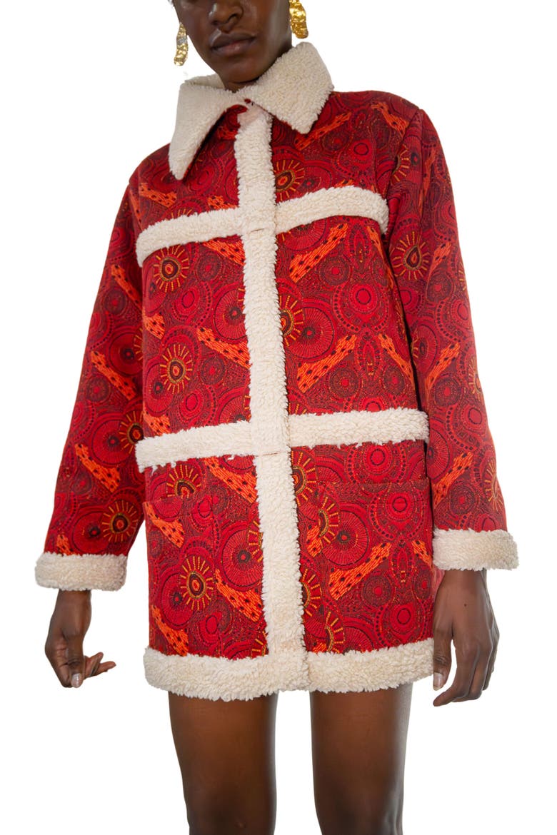 Maputo Faux Shearling Trim Jacket, Alternate, color, RED