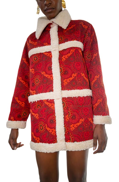 Kahindo Maputo Coat Red & Cream In Red
