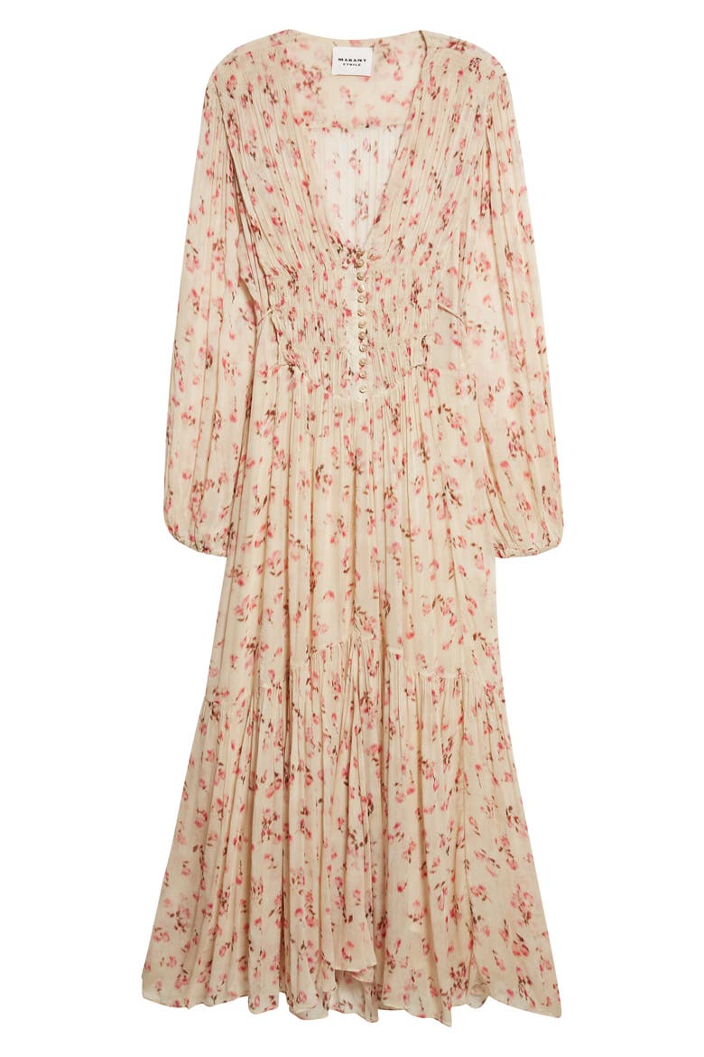 Briane Floral Plunge Neck Tie Waist Maxi Dress, Alternate, color, BEIGE