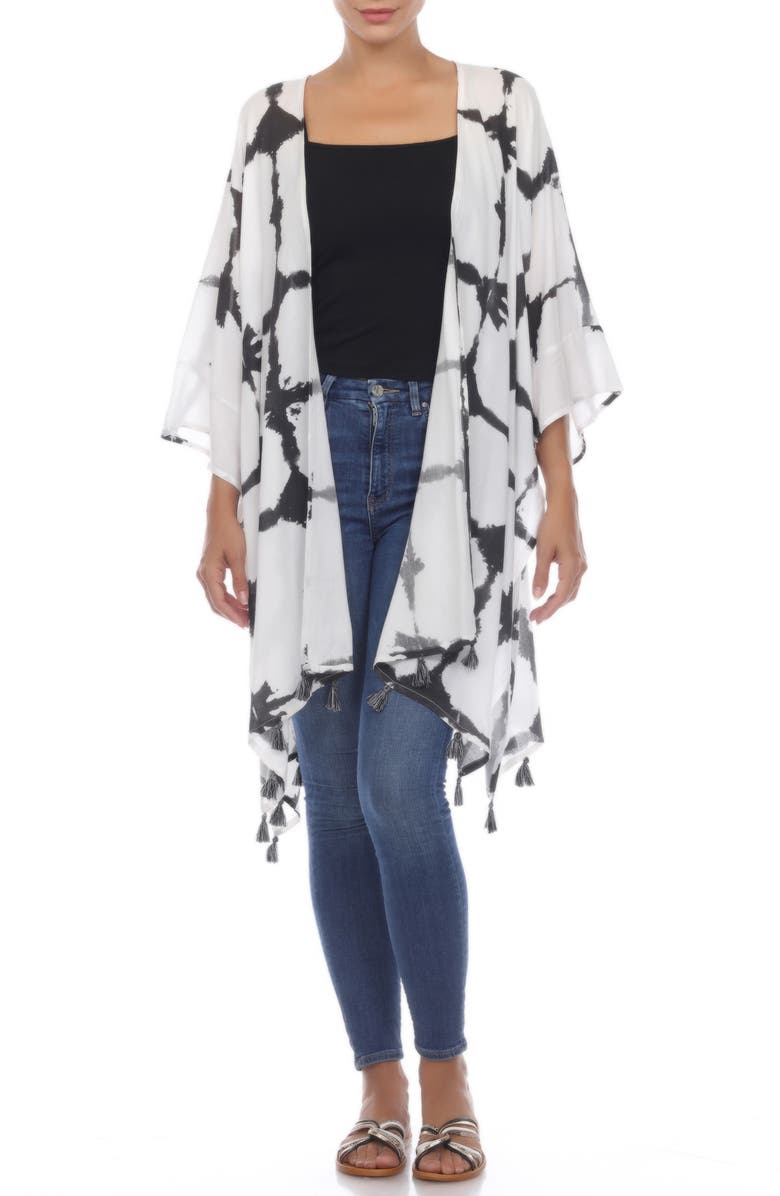 BOHO ME Tassel Trim Cover-Up Kimono, Alternate, color, 