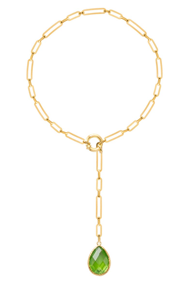 Prasiolite Lariat Necklace, Main, color, GREEN/ GOLD