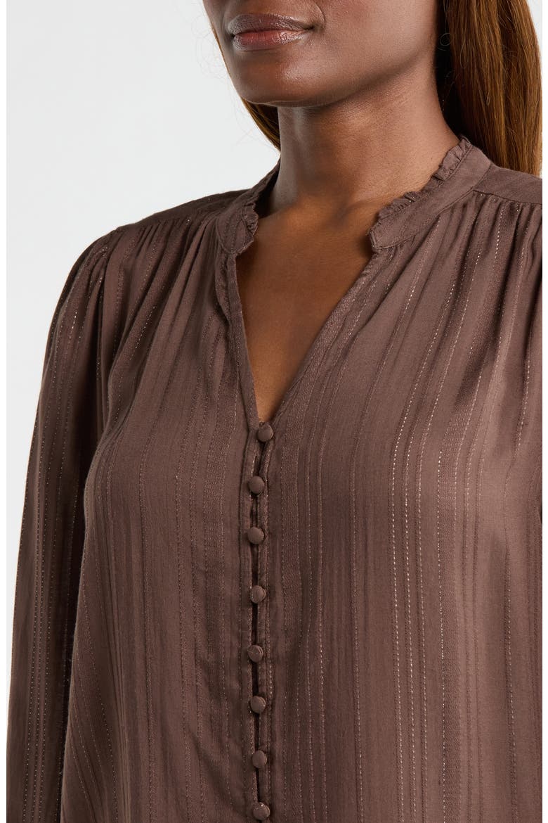 Shine Button Front Top, Alternate, color, CHOCOLATE BROWN