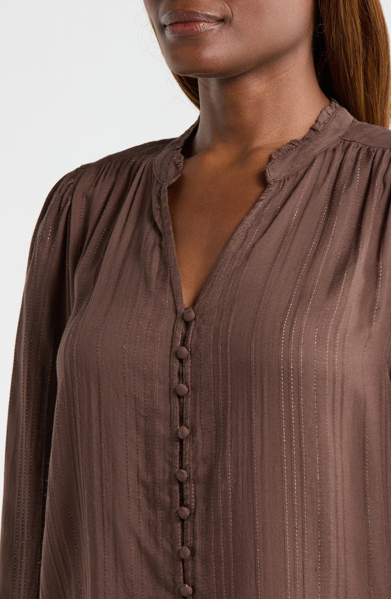 Lucky Brand Shine Button Front Top, Alternate, color, Chocolate Brown