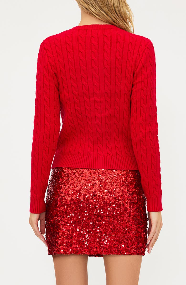 Beach Riot Ally Bow Accent Cable Cardigan, Alternate, color, Peppermint