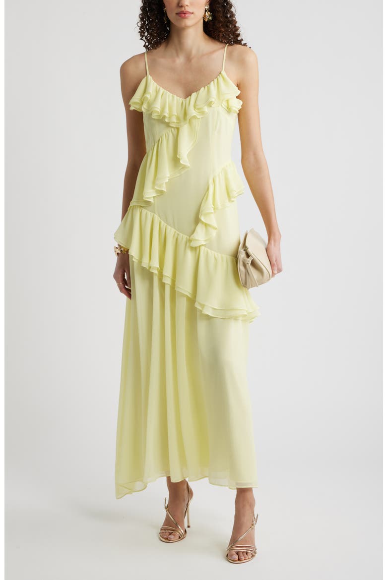 V-Neck Drape Maxi Dress, Main, color, YELLOW CANDLE