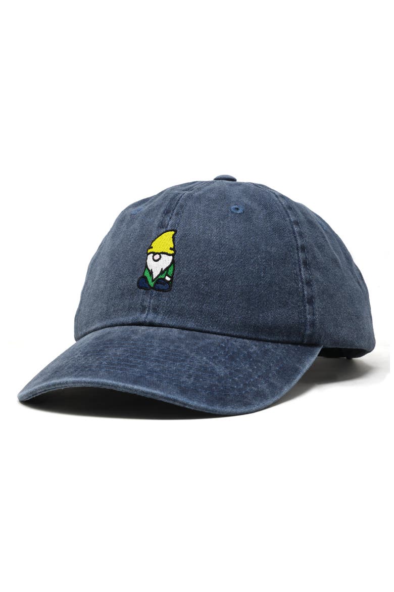 Gnome Embroidered Dad Hat, Alternate, color, Washed Navy Blue