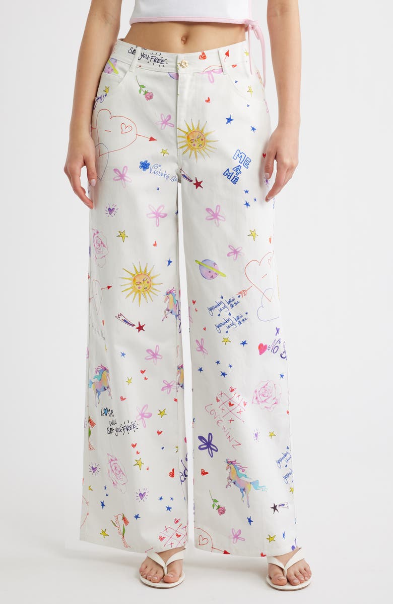 Kulani Kinis <p>Printed Straight Leg Jeans (Dear Diary)</p>, Main, color, Dear Diary