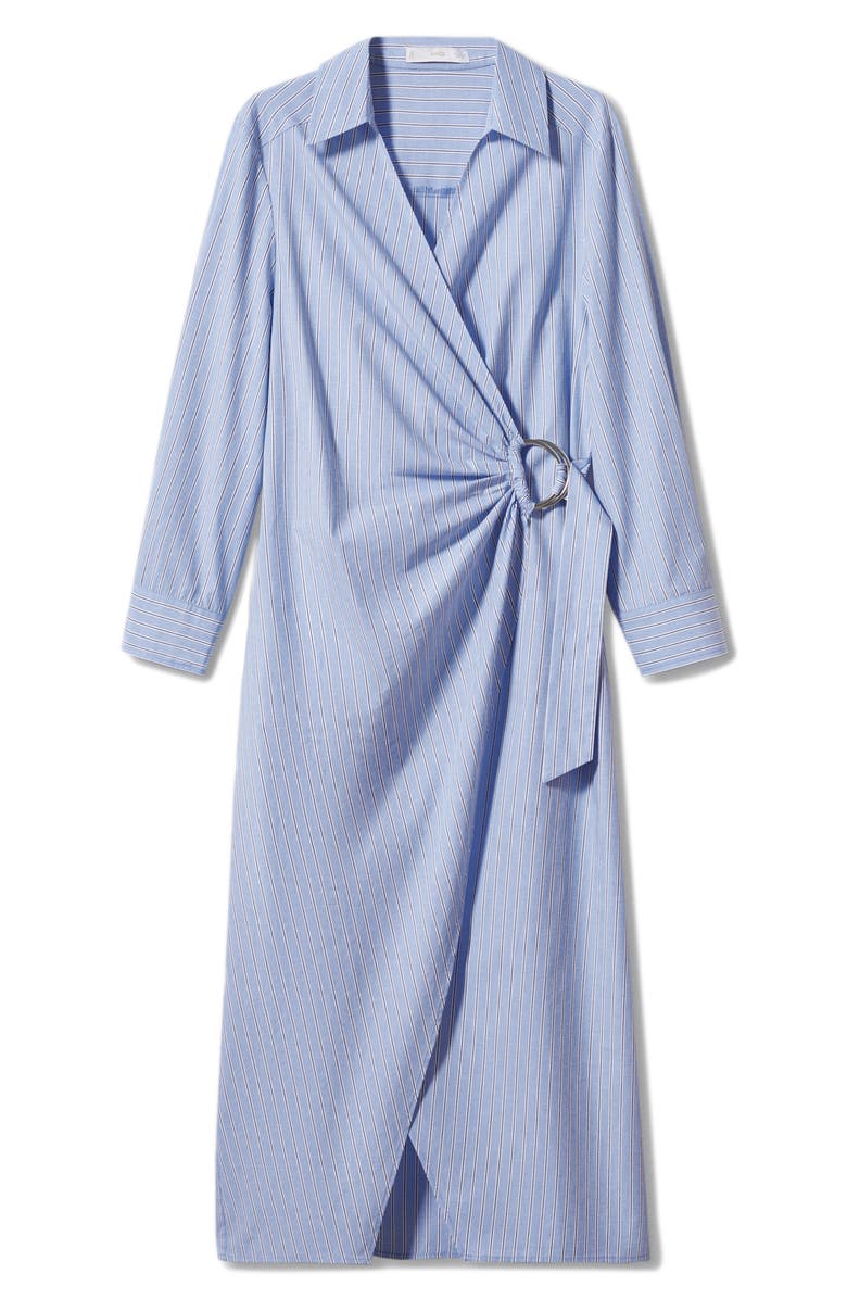 MANGO Stripe Long Sleeve Cotton Wrap Shirtdress, Alternate, color, 