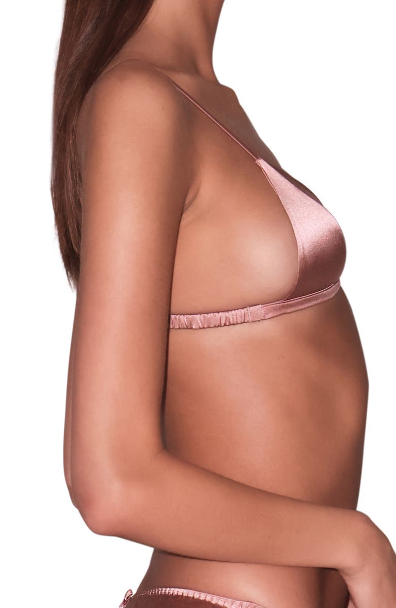 Fleur Du Mal Luxe Wireless Silk Blend Triangle Bra, Alternate, color, Tan