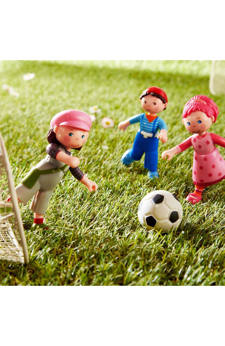 HABA Little Friends Matze - 3.75" Boy Dollhouse Toy Figure with Blue Overalls and Red Cap, Alternate, color, 