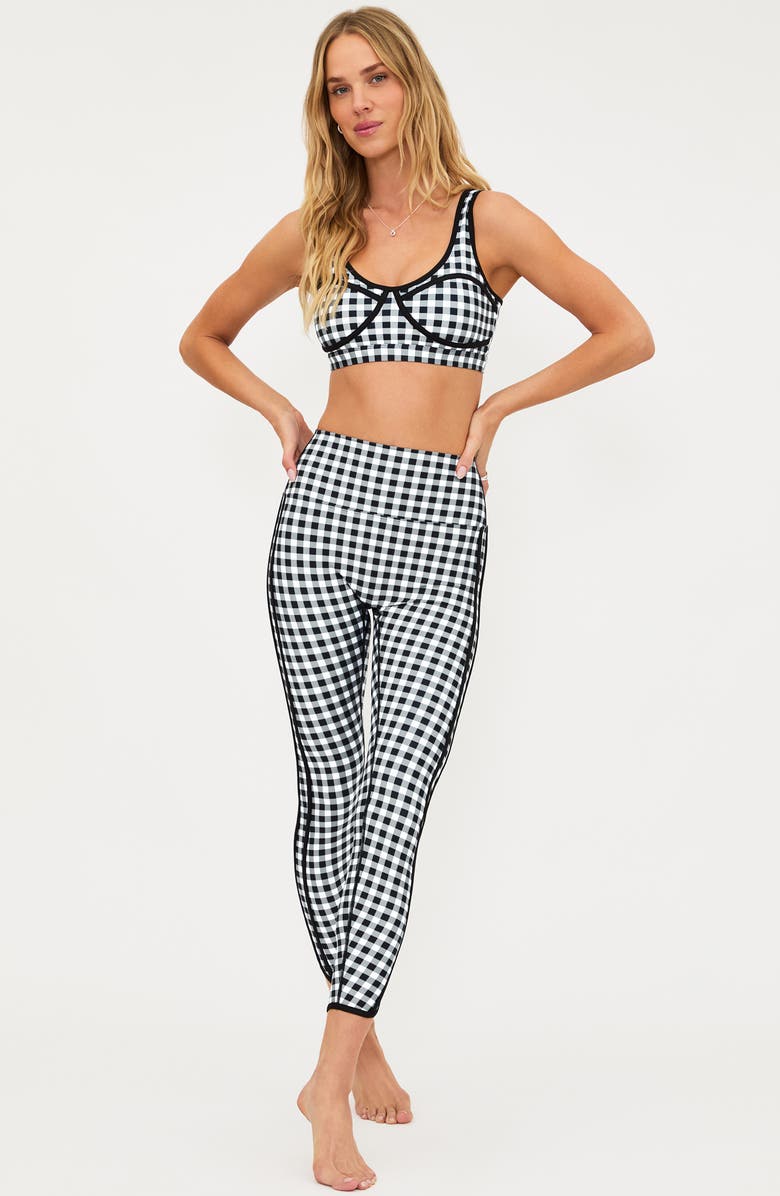 Beach Riot Rella Side Stripe Ankle Leggings, Alternate, color, Slate Gingham