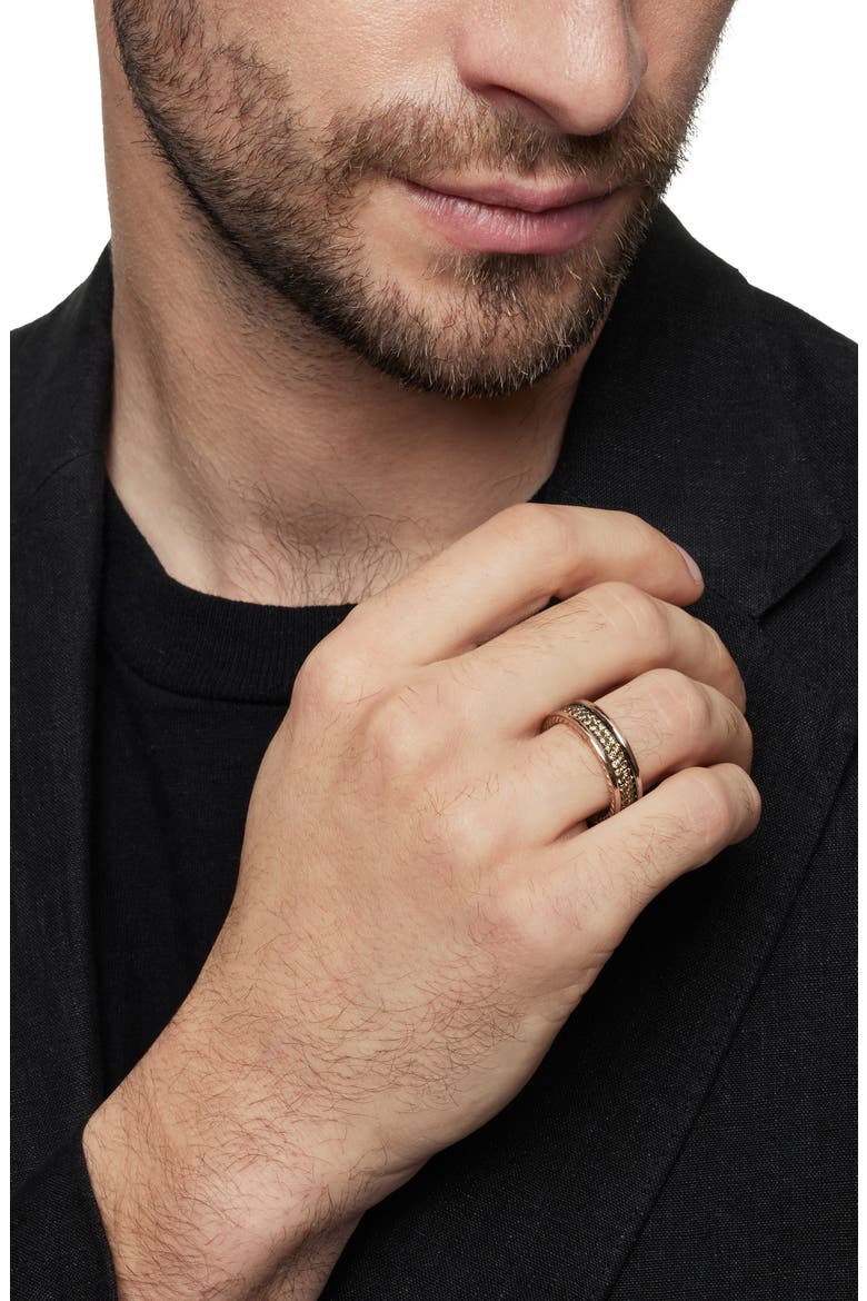 Streamline 2-Row Pavè 18K Rose Gold Band Ring, Alternate, color, ROSE GOLD/ COGNAC DIAMOND