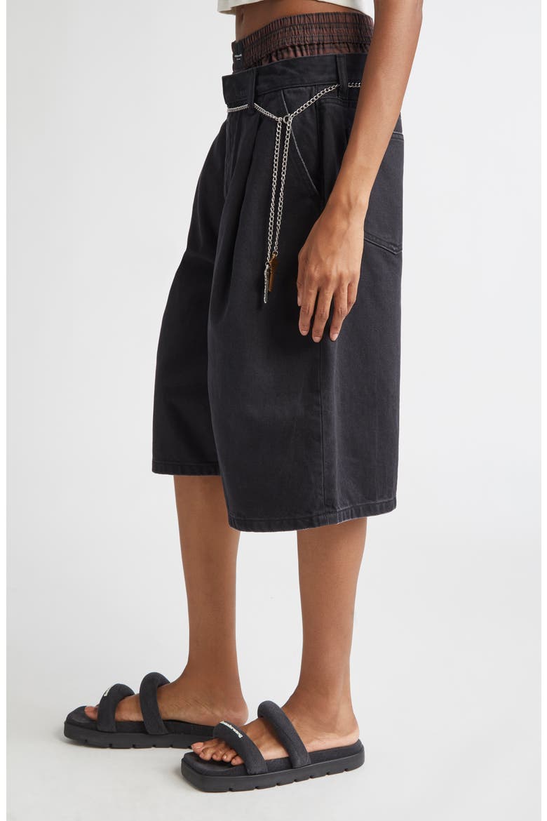Alexander Wang Pre-Styled Pleated Denim Shorts with Chain Belt