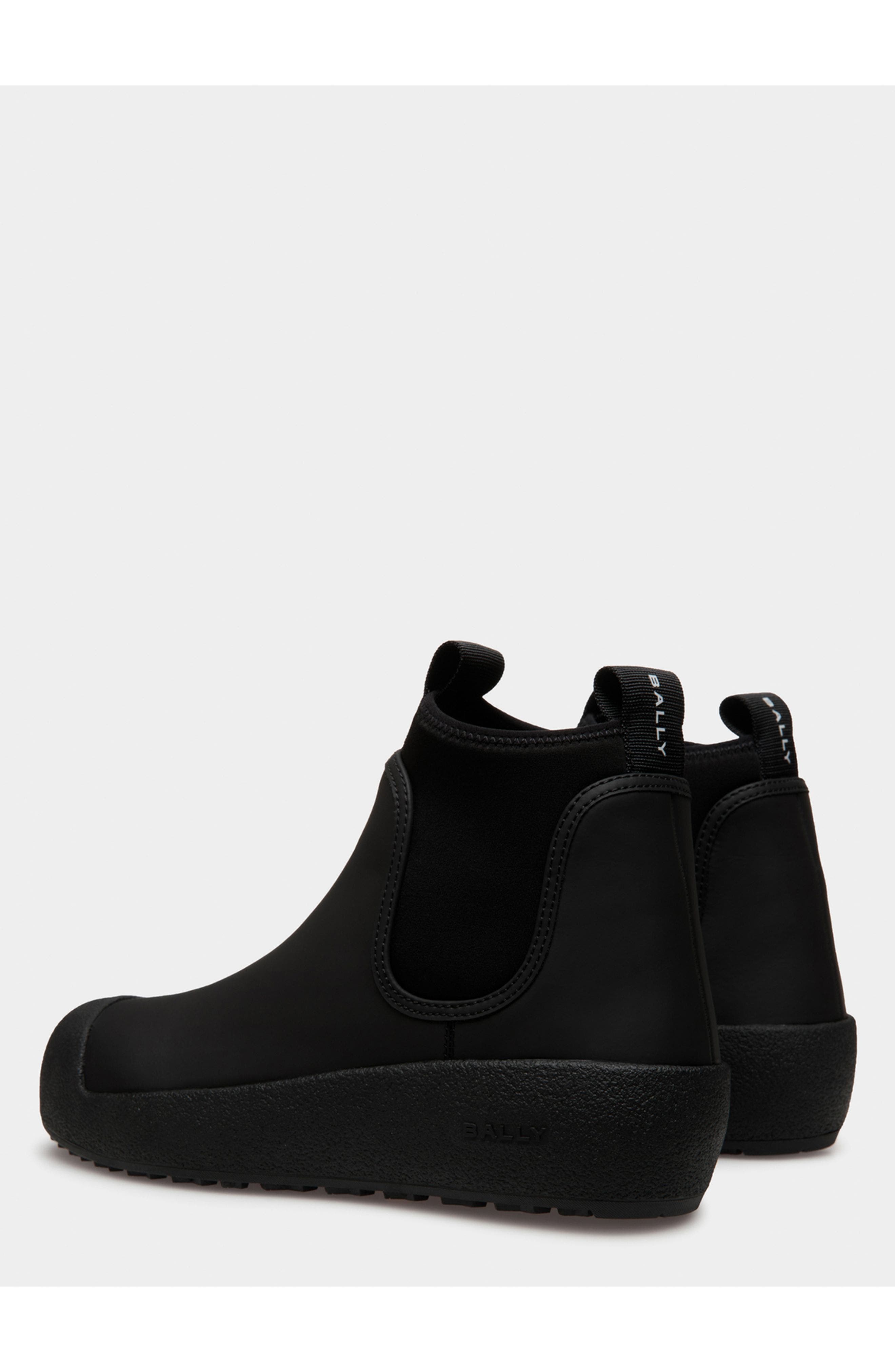 Bally Curling Bootie in Rubber-Coated Leather, Alternate, color, 