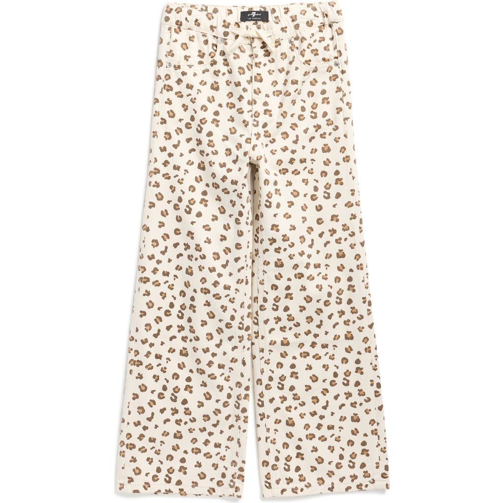 7 For All Mankind Kids' Leopard Wide Leg Jeans In Animal Print