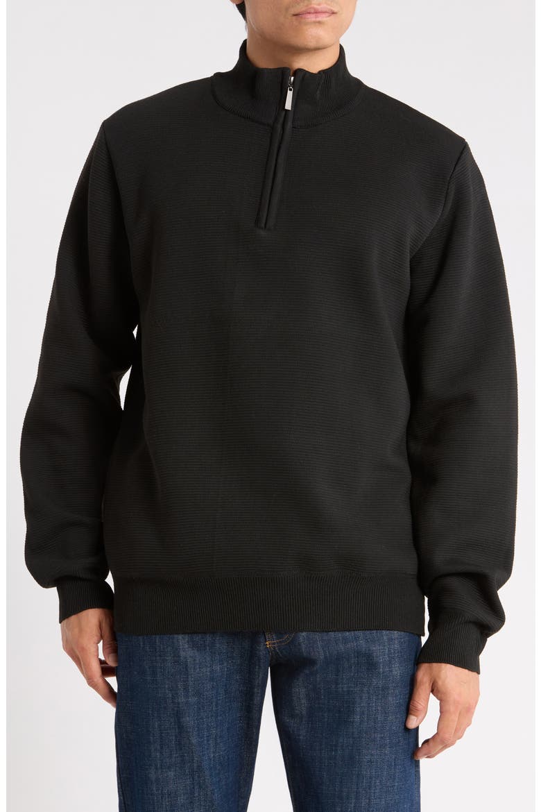 Quarter Zip Sweater, Main, color, BLACK