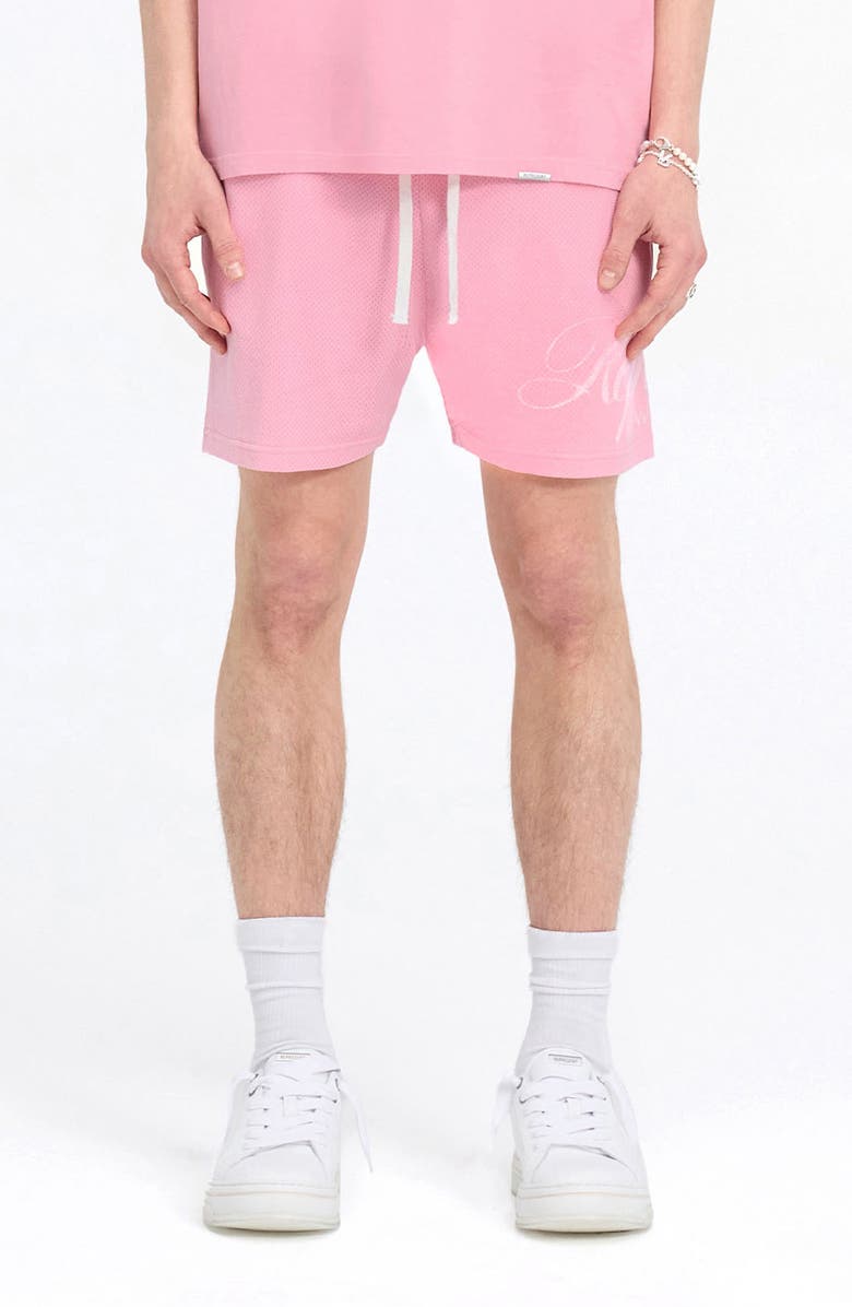 Represent Owners' Club Cotton Mesh Drawstring Shorts, Main, color, Pink