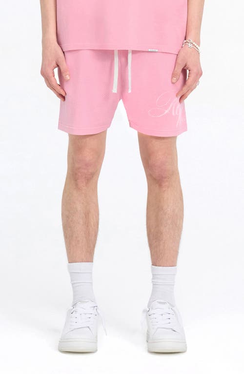 Represent Owners' Club Cotton Mesh Drawstring Shorts In Pink