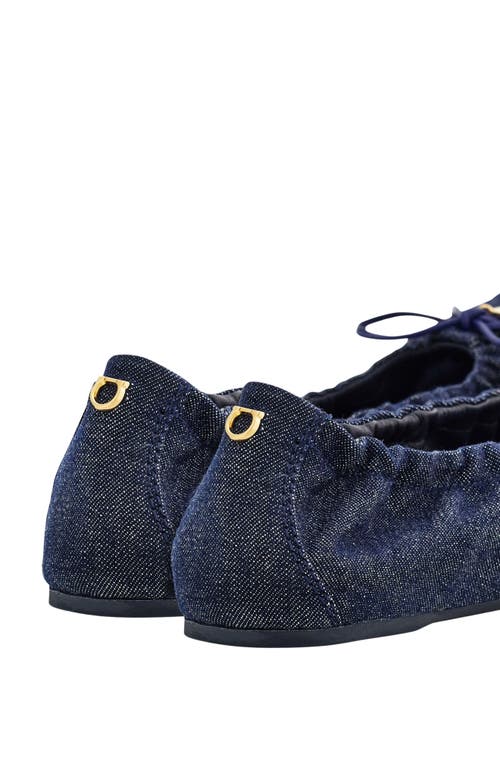 Ferragamo Joelle Denim Ballet Flat In Navy