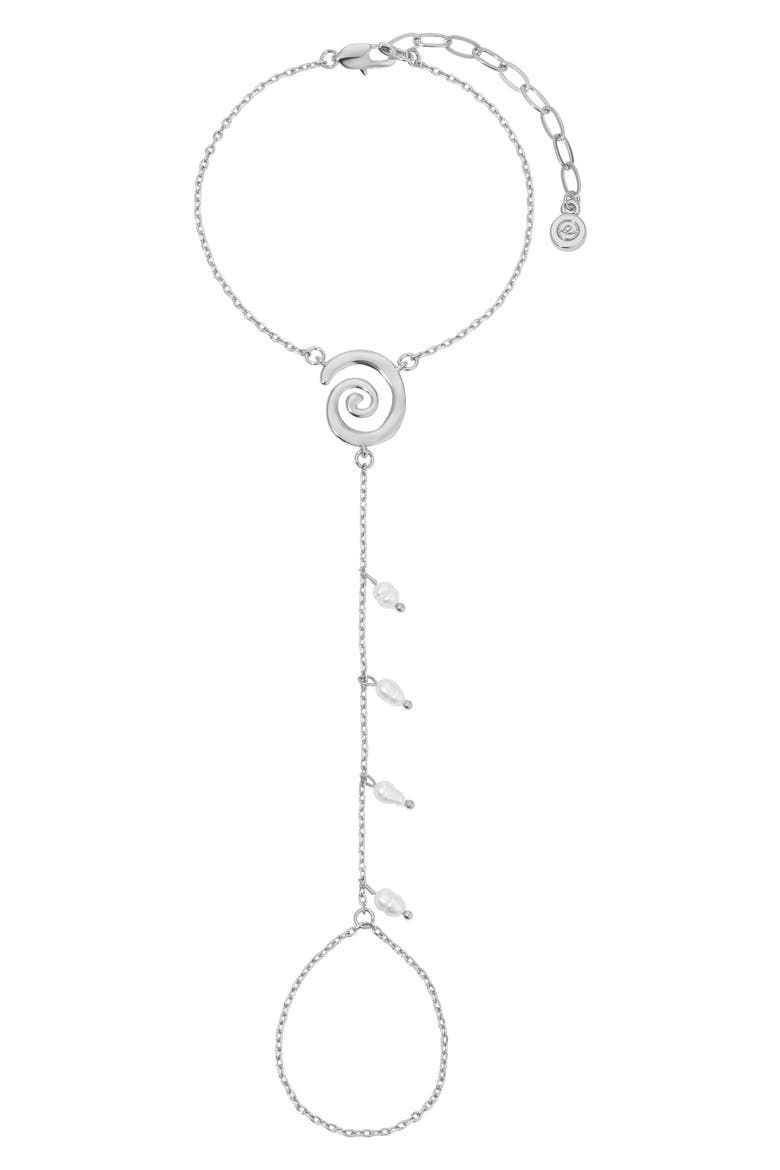 Aura Freshwater Pearl Hand Chain, Main, color, SILVER