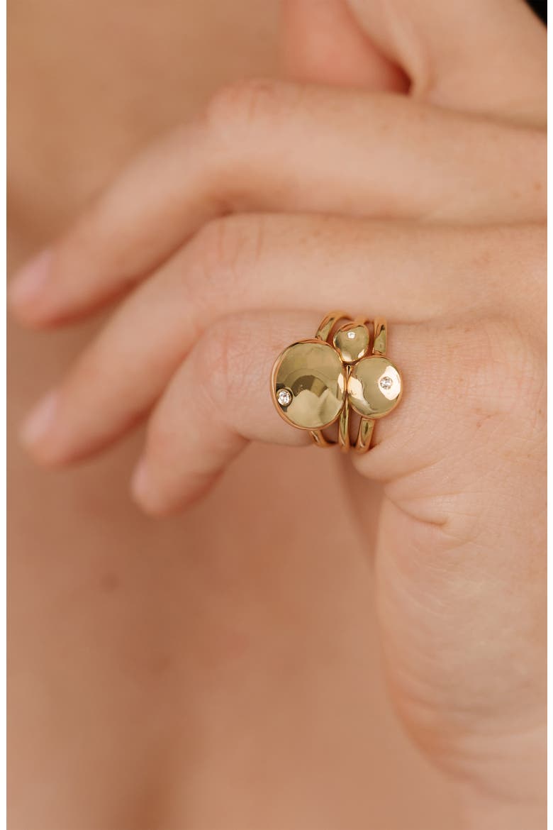 Set of 3 Polished Pebble Stackable Rings, Alternate, color, GOLD