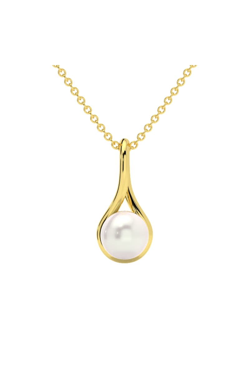 Bliss Diamond 7mm Pearl Solitaire Pendant 14k Gold 18" Necklace 18mm Tall, Main, color, 14K Yellow Gold