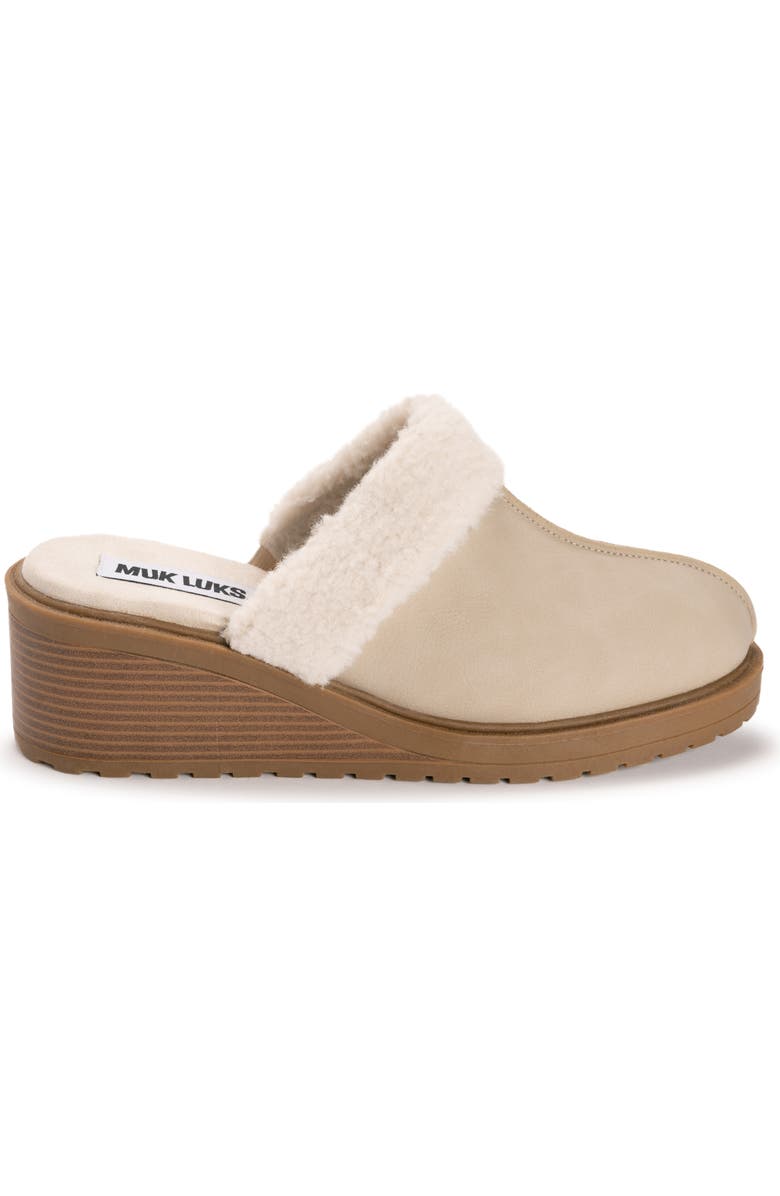 MUK LUKS Sophia Faux Fur Trim Mule, Alternate, color, Natural
