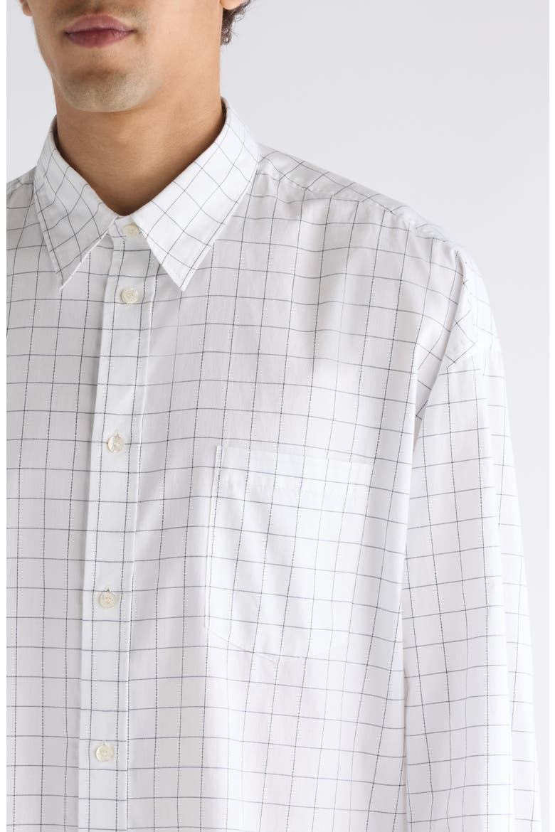 Setar Windowpane Plaid Brushed Cotton Button-Up Shirt, Alternate, color, WHITE/ BLACK