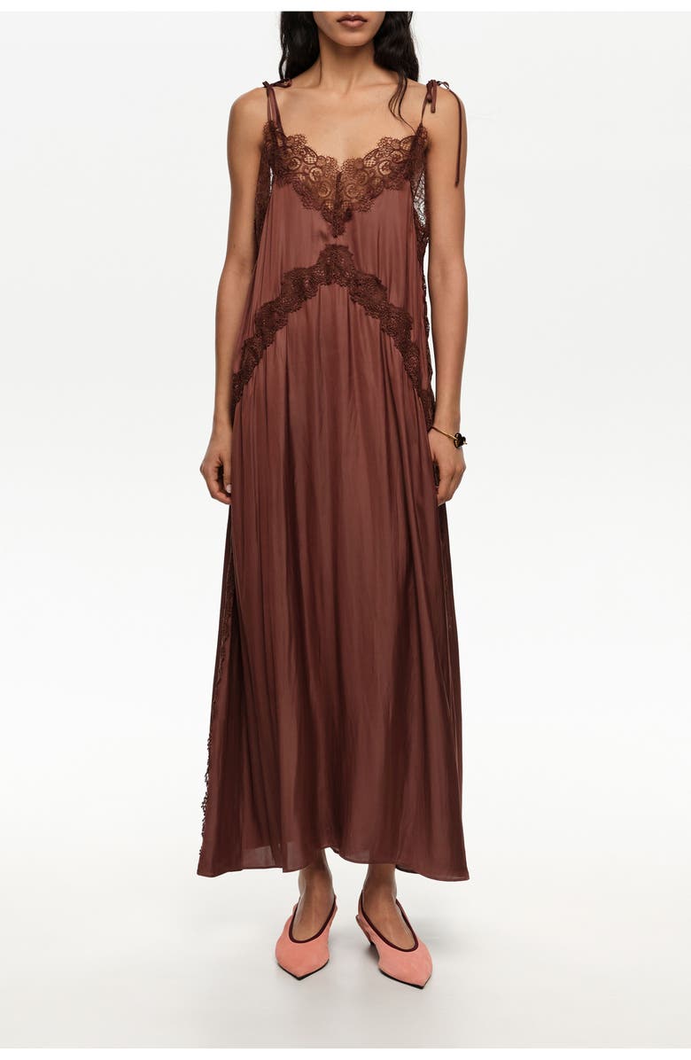 Bimba y Lola Lace Fluid Dress, Main, color, Brown