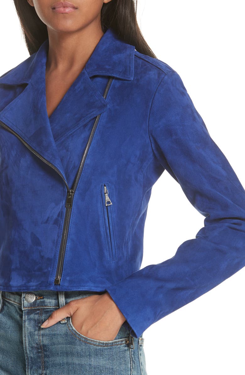 Theory Sanda L Lamb Suede Moto Jacket, Alternate, color, 