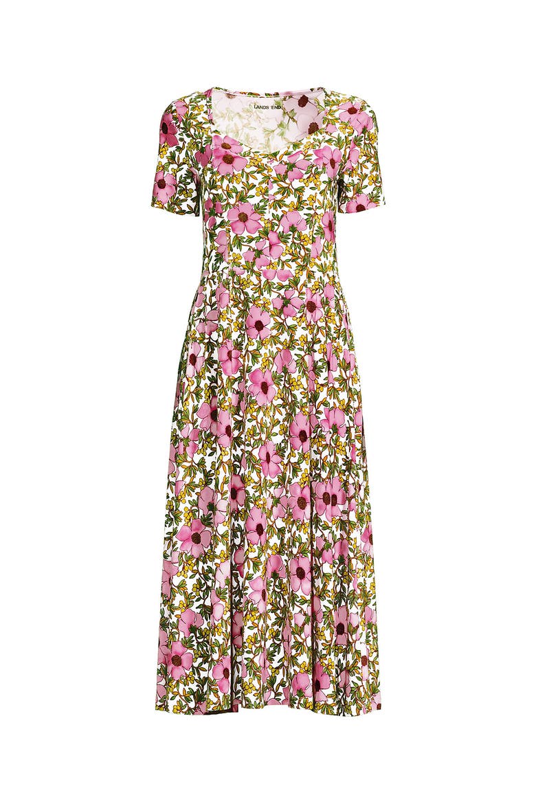 Silky Knit Sweetheart Midi Dress, Alternate, color, Light Rose Pink Floral Blossom