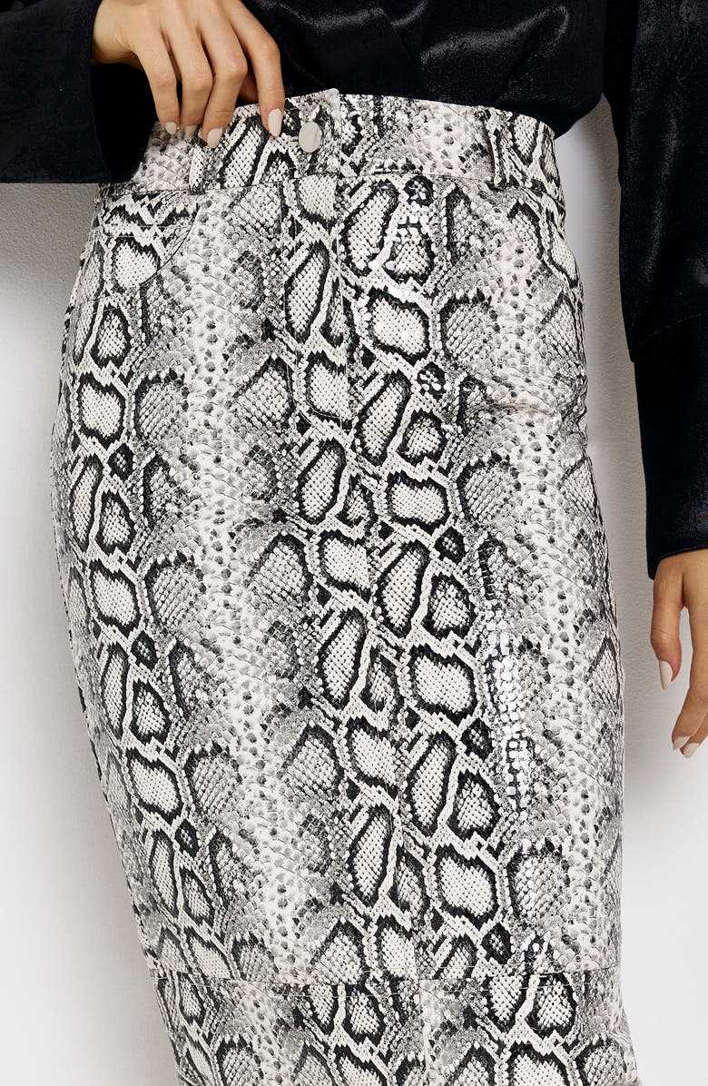 River Island Midaxi Snakeskin Print Faux Leather Midi Skirt, Alternate, color,