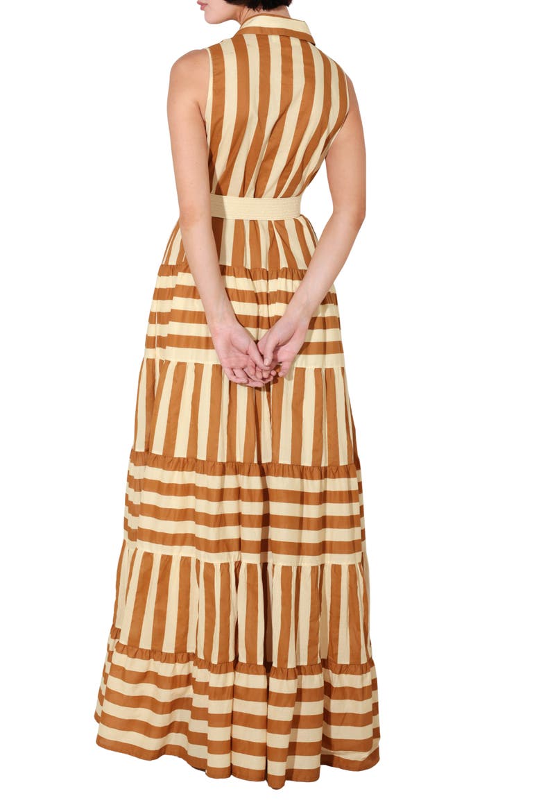Stripe Sleeveless Maxi Dress, Alternate, color, BROWN/ BEIGE