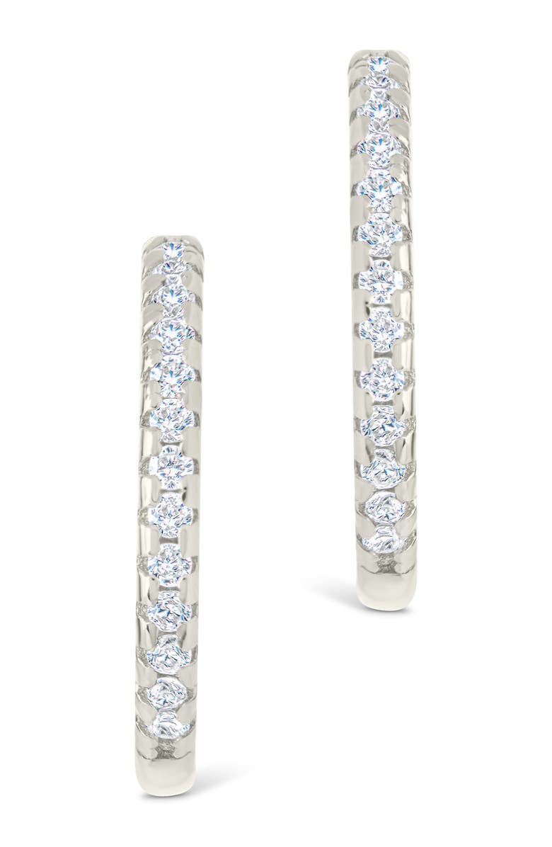 Sterling Forever Lilia Cubic Zirconia Infinity Huggie Hoop Earrings, Alternate, color, Silver