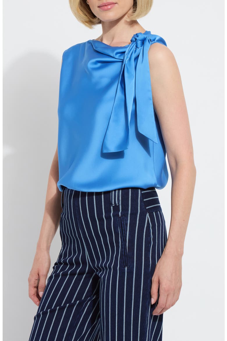Zulena Tie Neck Top, Alternate, color, CHIC BLUE