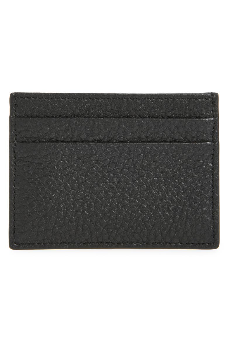 Nameplate Calfskin Leather Card Holder, Alternate, color, 80999 NERO