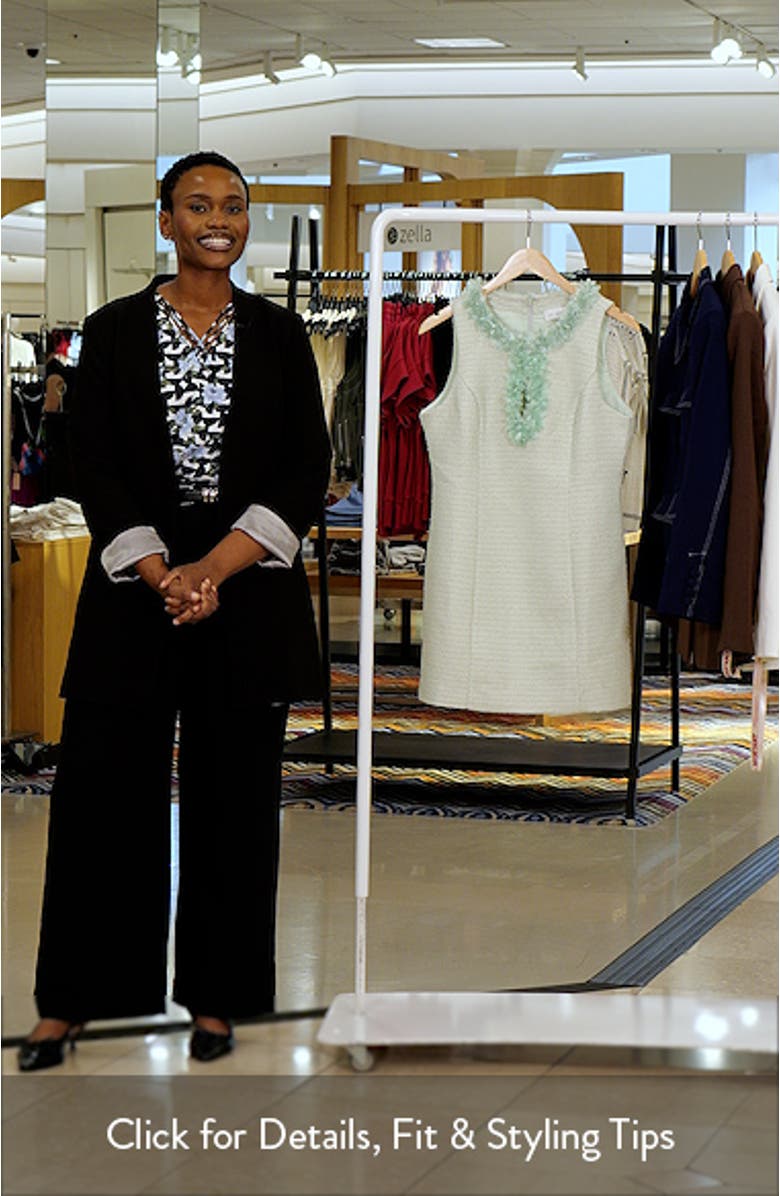 Floral Appliqué Trim Tweed Minidress, sales video thumbnail