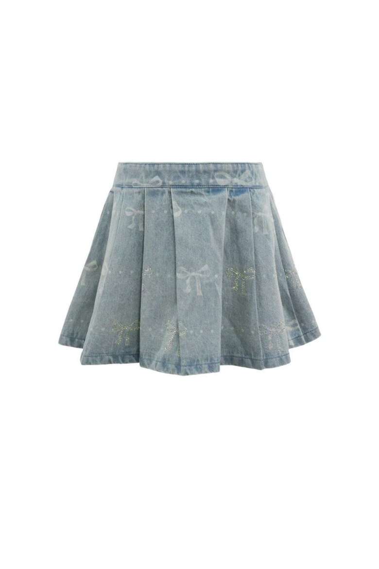 Sparkle Bows Denim Skirt, Main, color, Blue