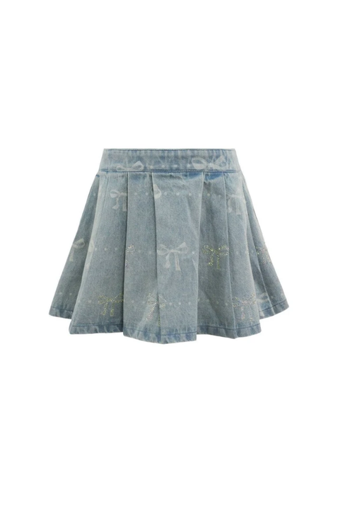 Sparkle Bows Denim Skirt