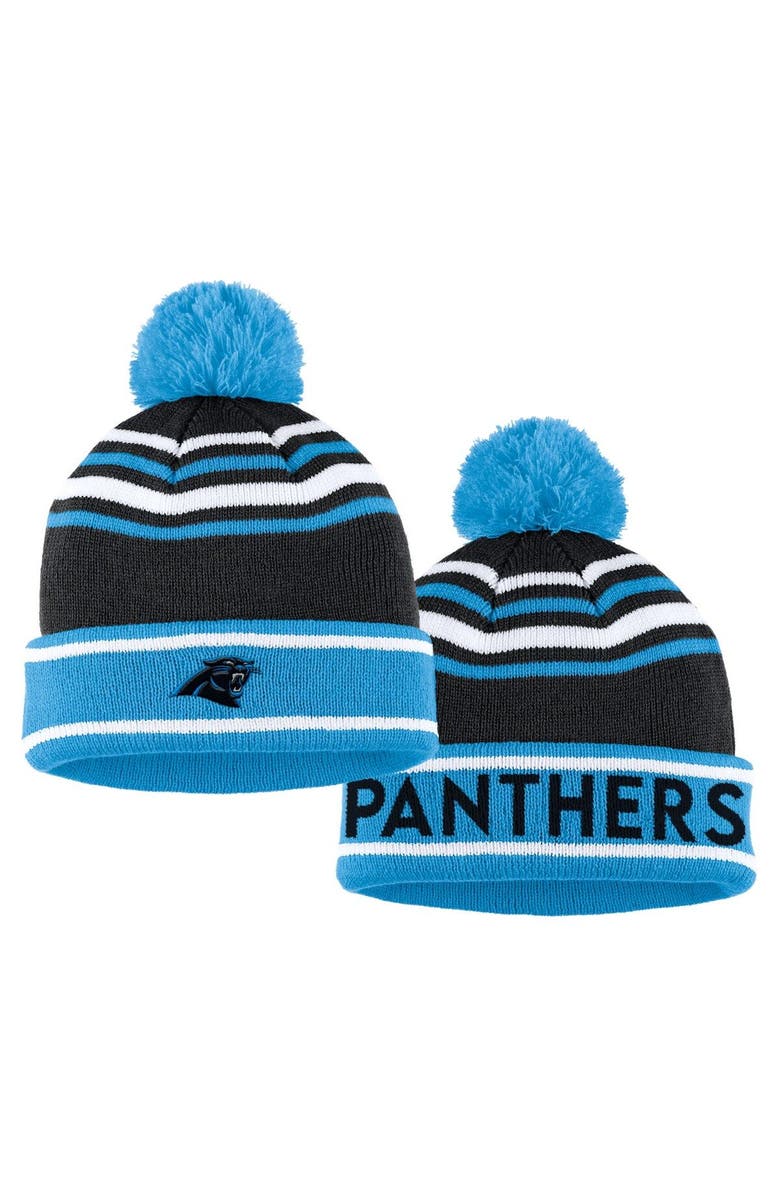WEAR by Erin Andrews Women's WEAR by Erin Andrews Blue Carolina Panthers Colorblock Cuffed Knit Hat with Pom and Scarf Set, Alternate, color, Blue