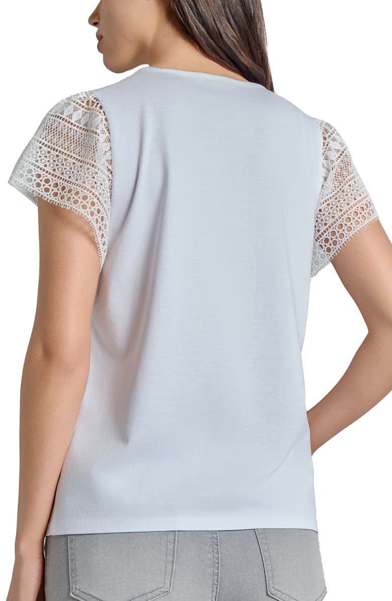 Jones New York Crochet Flutter Sleeve T-Shirt, Alternate, color, 