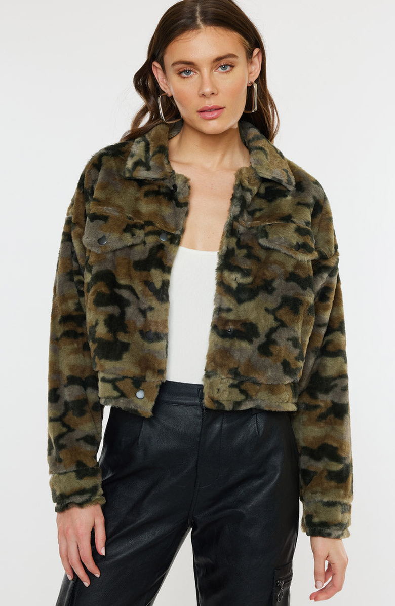 KanCan Jax Faux Fur Camo Jacket, Main, color, Camouflage
