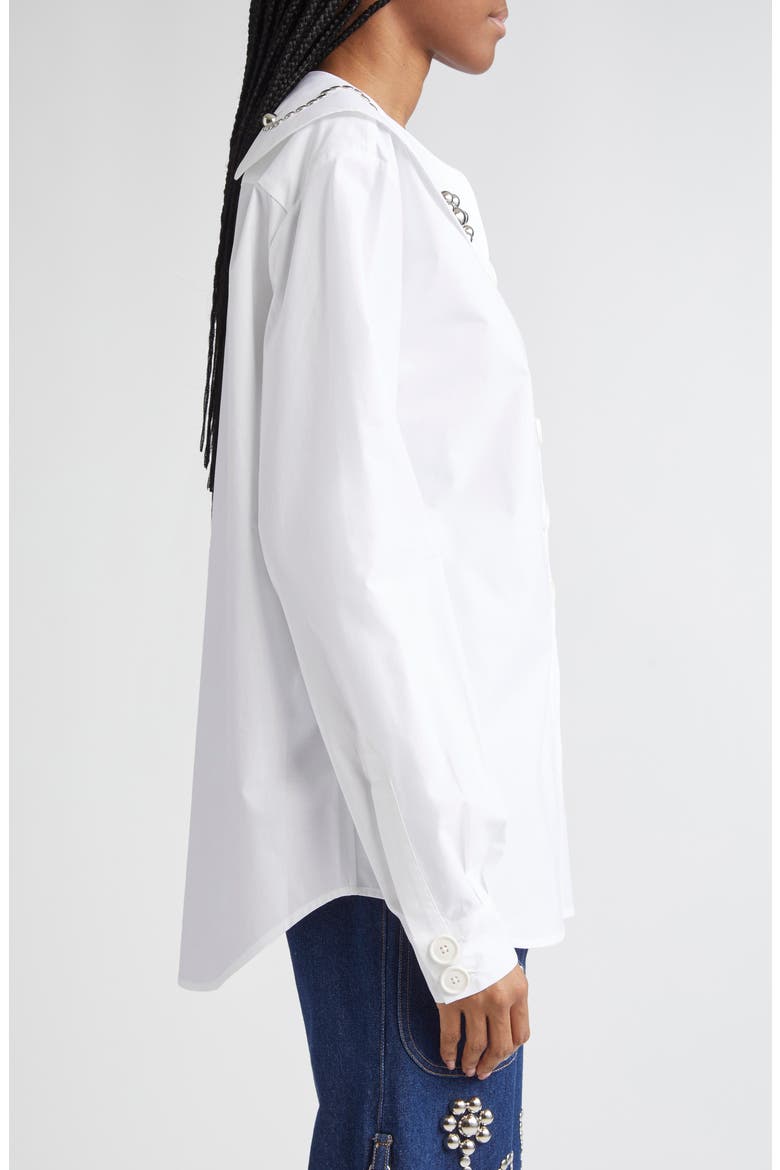 Studdy Poplin Button-Up Shirt, Alternate, color, WHITE
