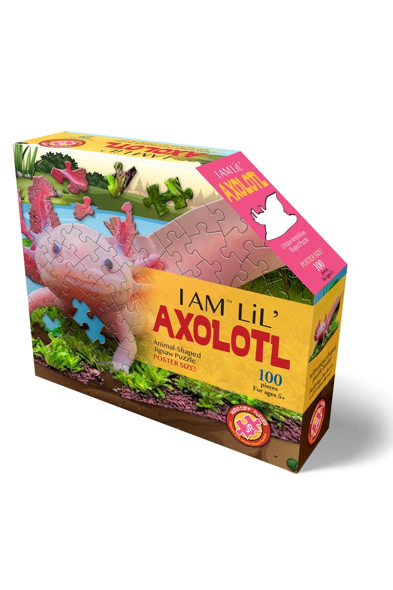 I Am Lil Axolotl 100 Piece Animal Shaped Puzzle, Main, color, Multicolored