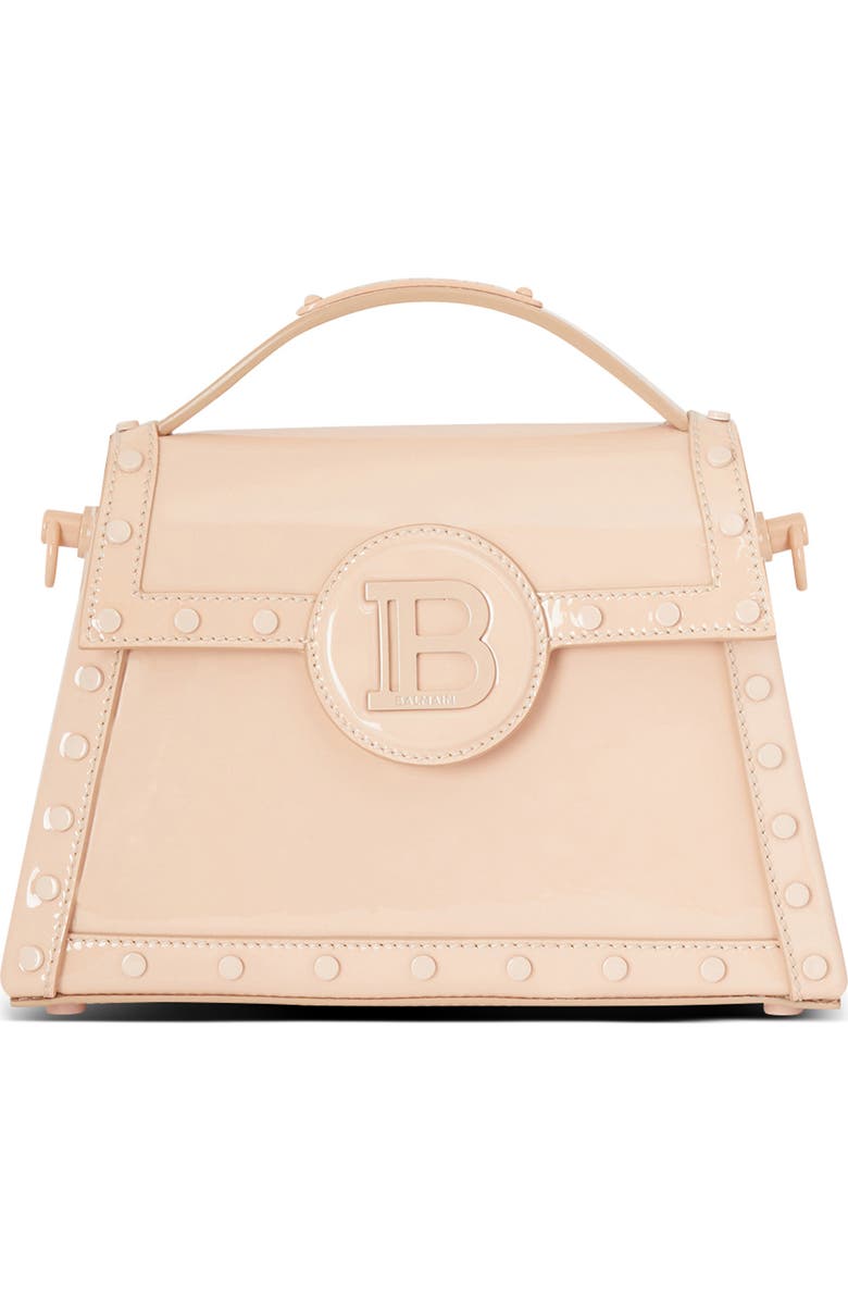 Balmain B-Buzz Dynasty Patent Leather Top Handle Bag, Main, color,