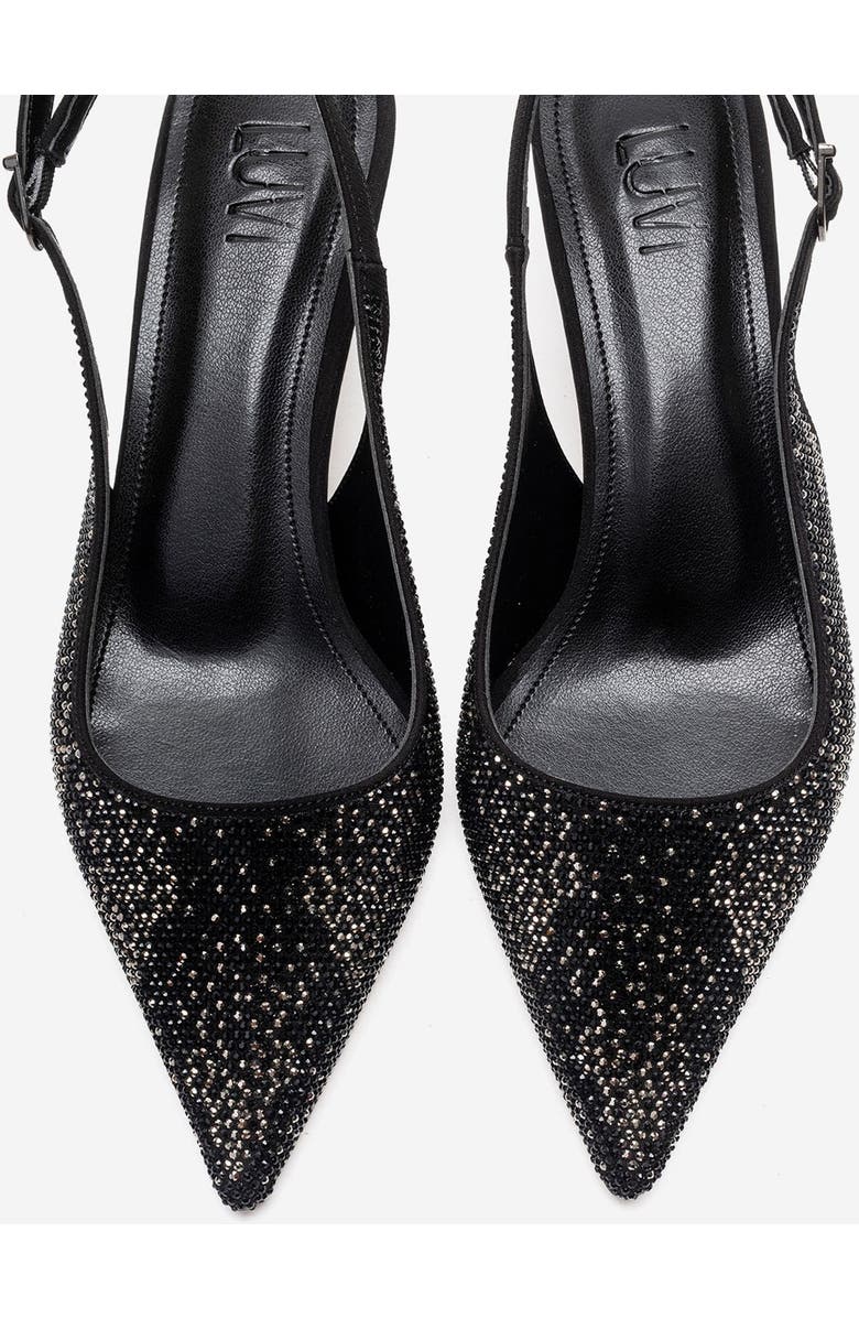 Prologue Shoes Nella Embellished Slingback Pointed Toe Pump, Alternate, color, Black