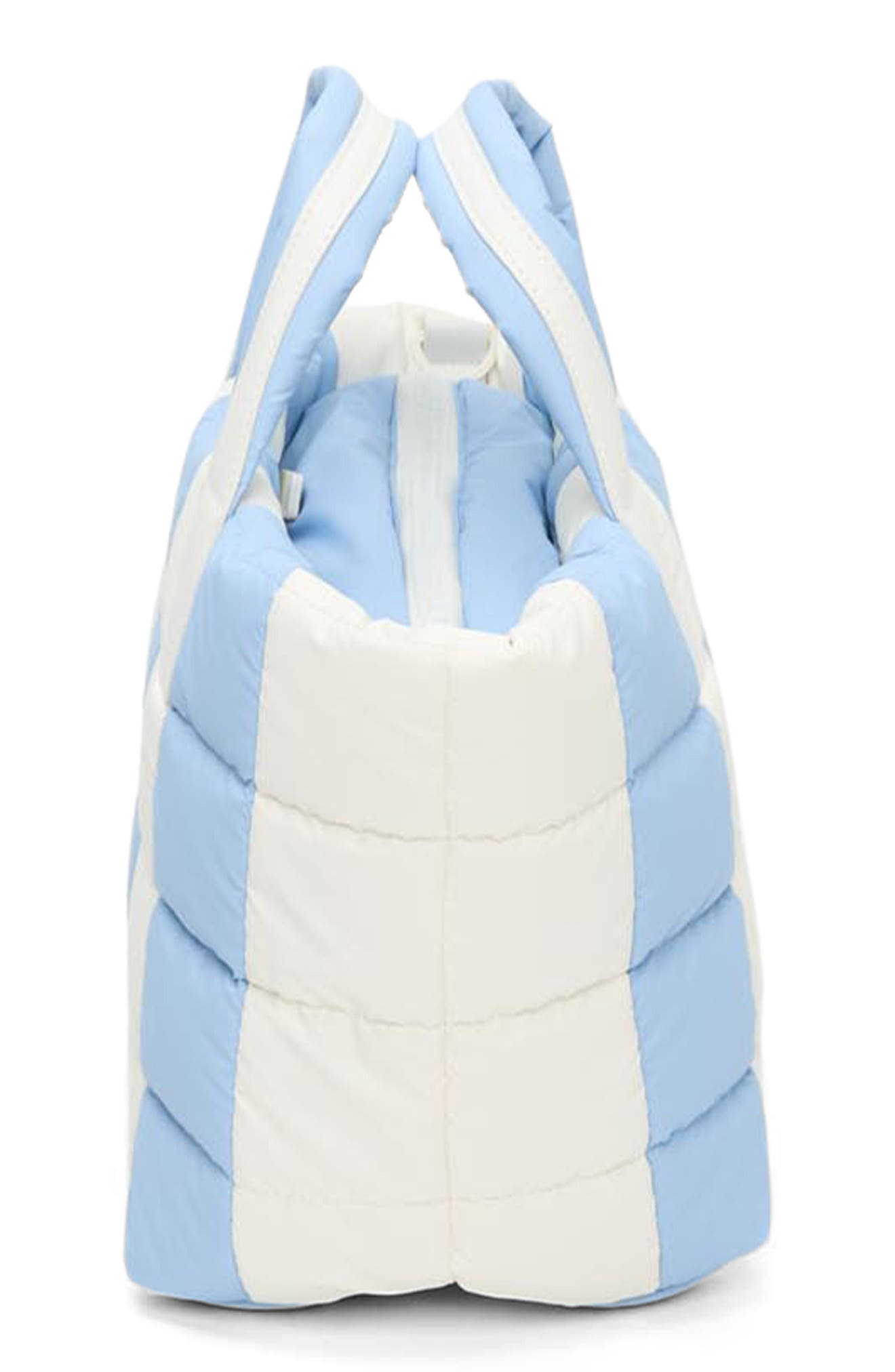 VeeCollective Small Porter Colorblock Recycled Nylon Tote, Alternate, color, Cerulean - Marshmallow Stripes