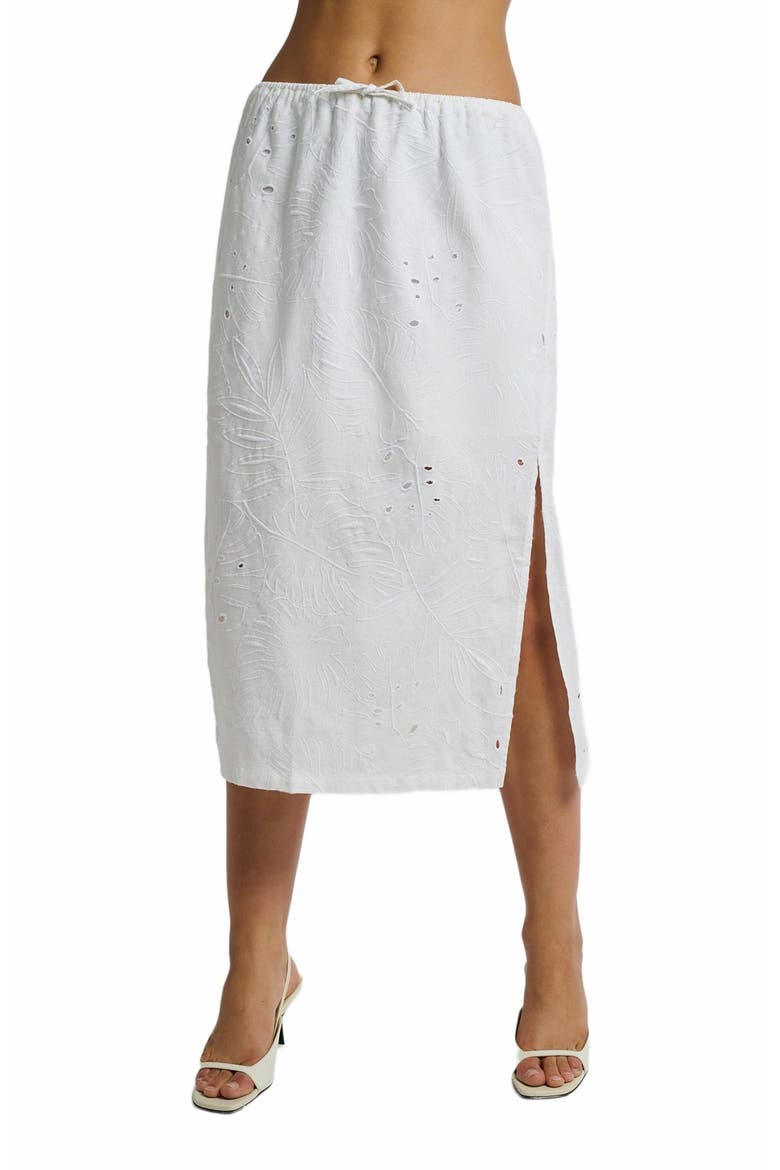 Air Linen Midi Skirt, Alternate, color, WHITE