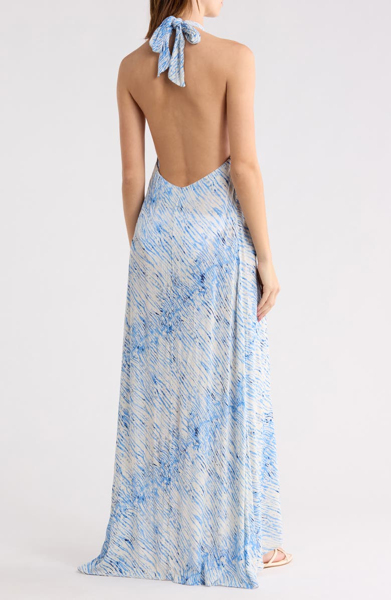 Elan Print Halter Dress, Alternate, color, Blue Sahara