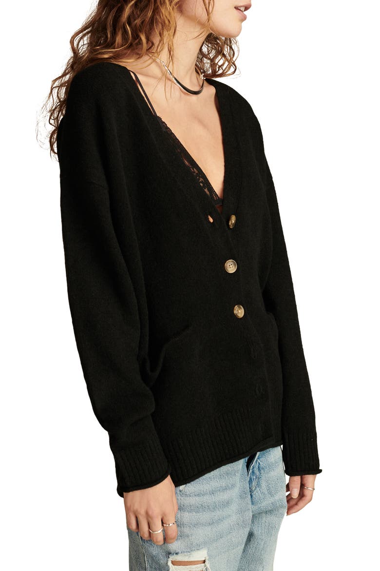 Slouchy Cardigan, Alternate, color, DARK BLACK